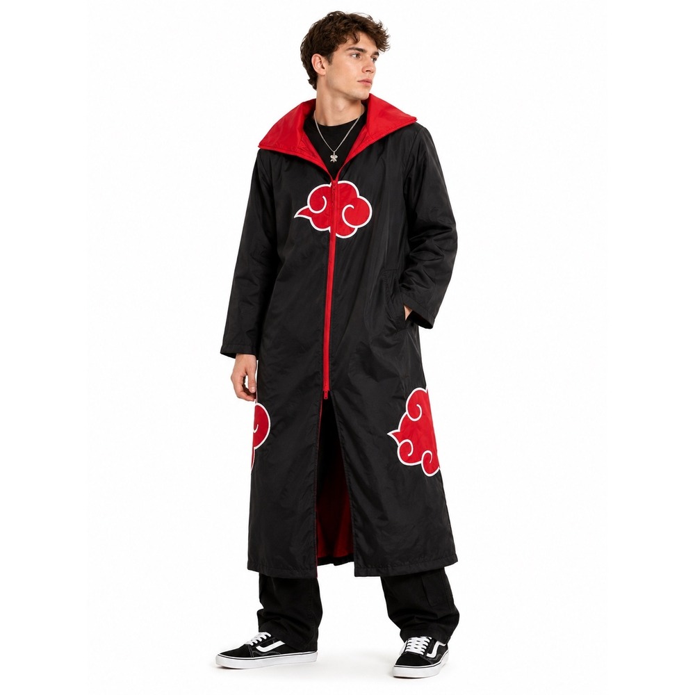 Unbranded Akatsuki Cloak Naruto Cosplay Mens XXL Black Red Cloud Robe Costume